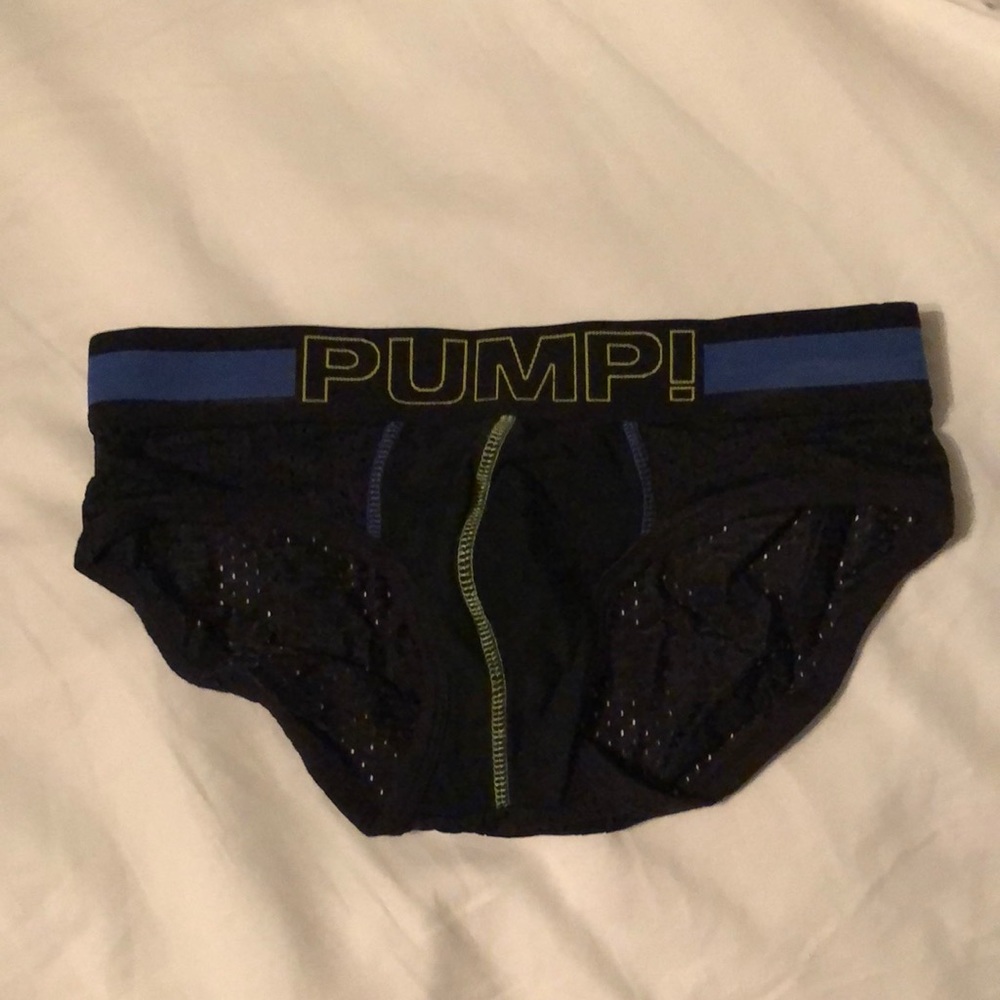 Men’s Black and blue Mesh PUMP! briefs